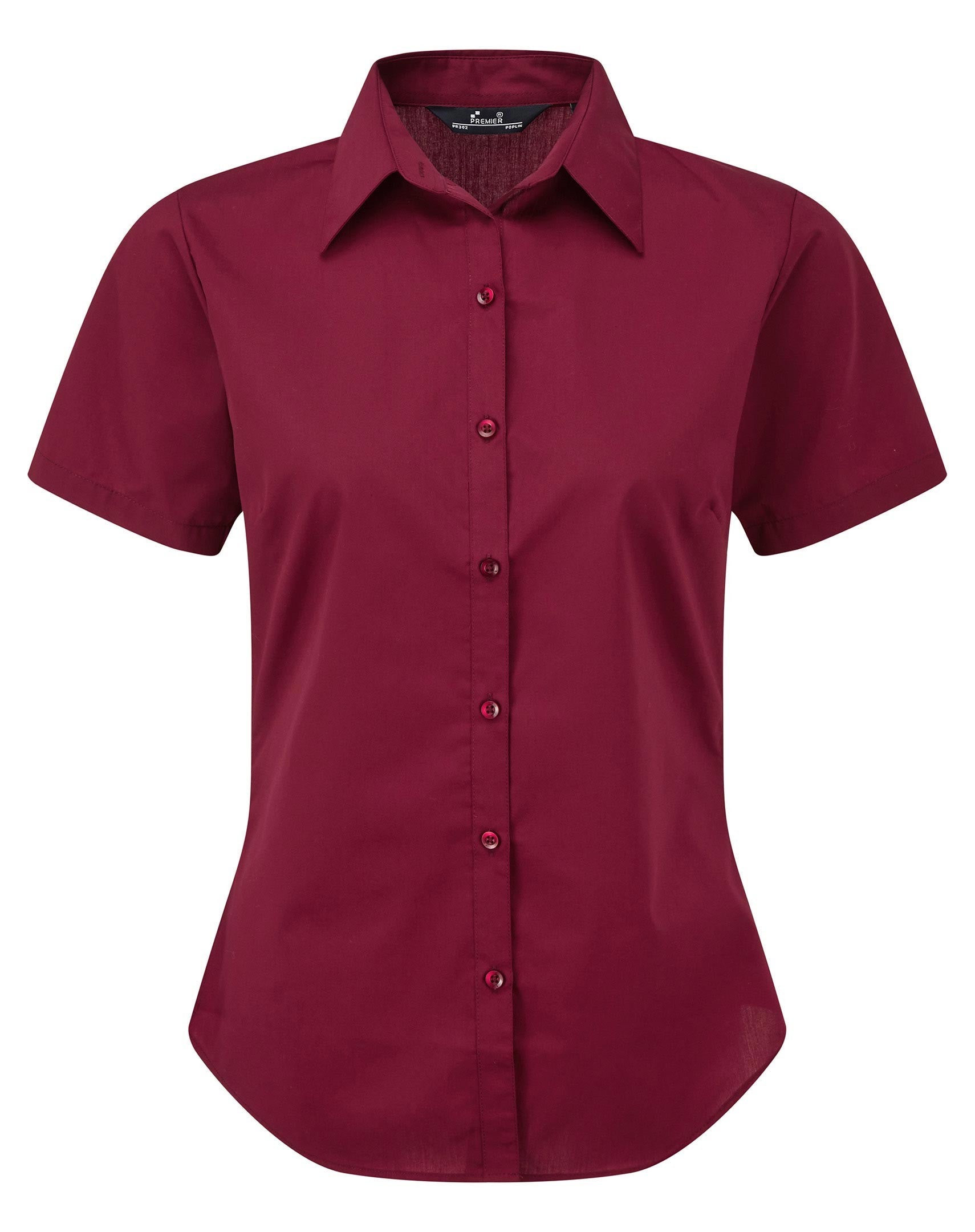 Ladies Poplin Short Sleeve Blouse | BURGUNDY